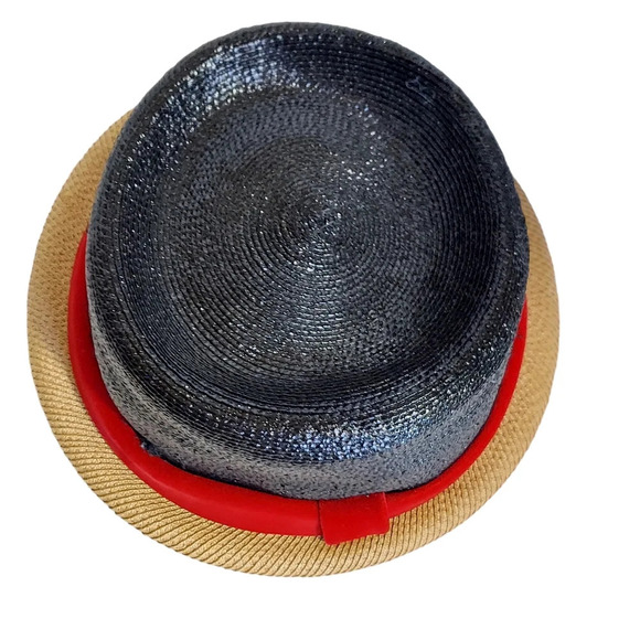 Vintage Straw Hat with Velveteen Red Bow‎ - Picture 8 of 10